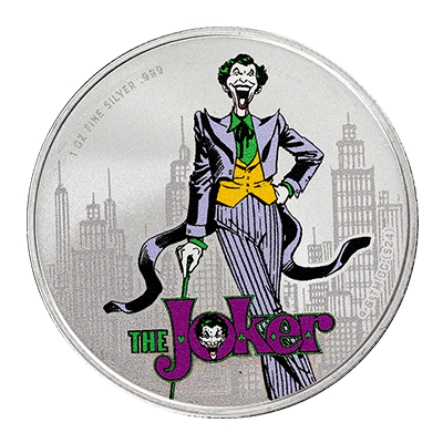 A picture of a 1 oz DC Comics® - The Joker Silver Coin (2024)